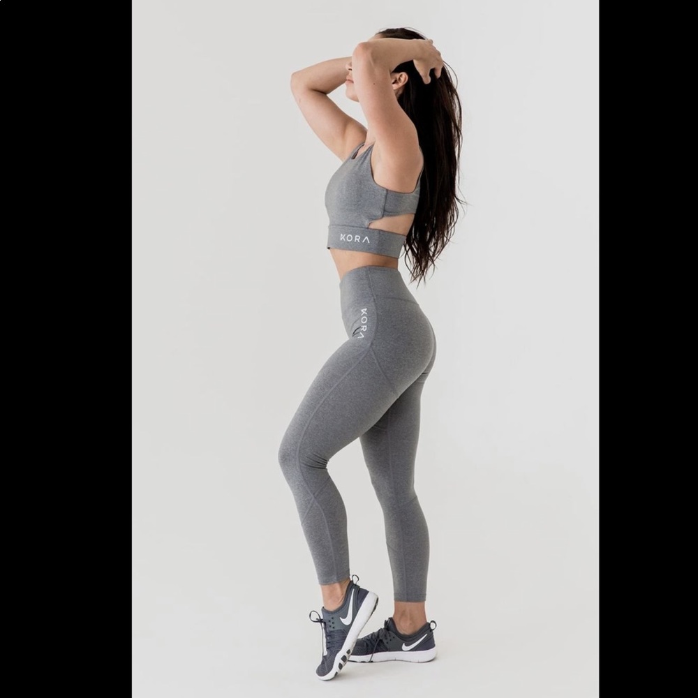 KORA Heather grey 2 piece yoga set bra and legging Size Small